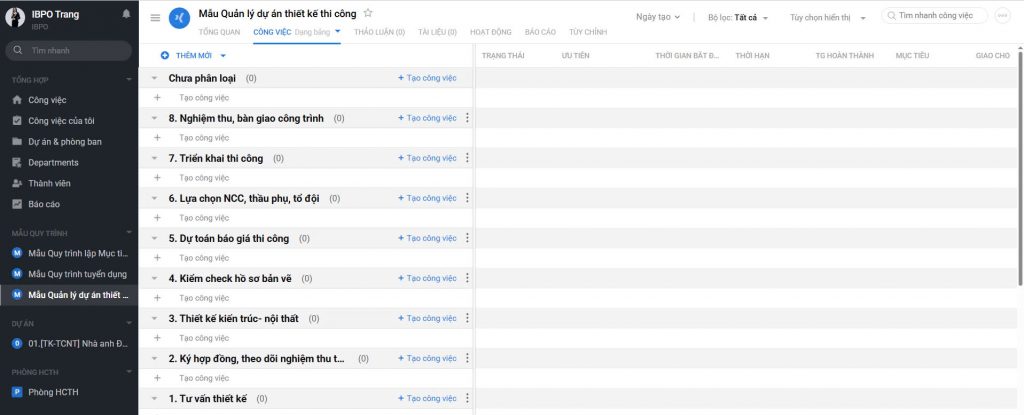  iBPO thao tác số hóa quy trình trên phần mềm Base cho công ty cổ phần Annhouses 